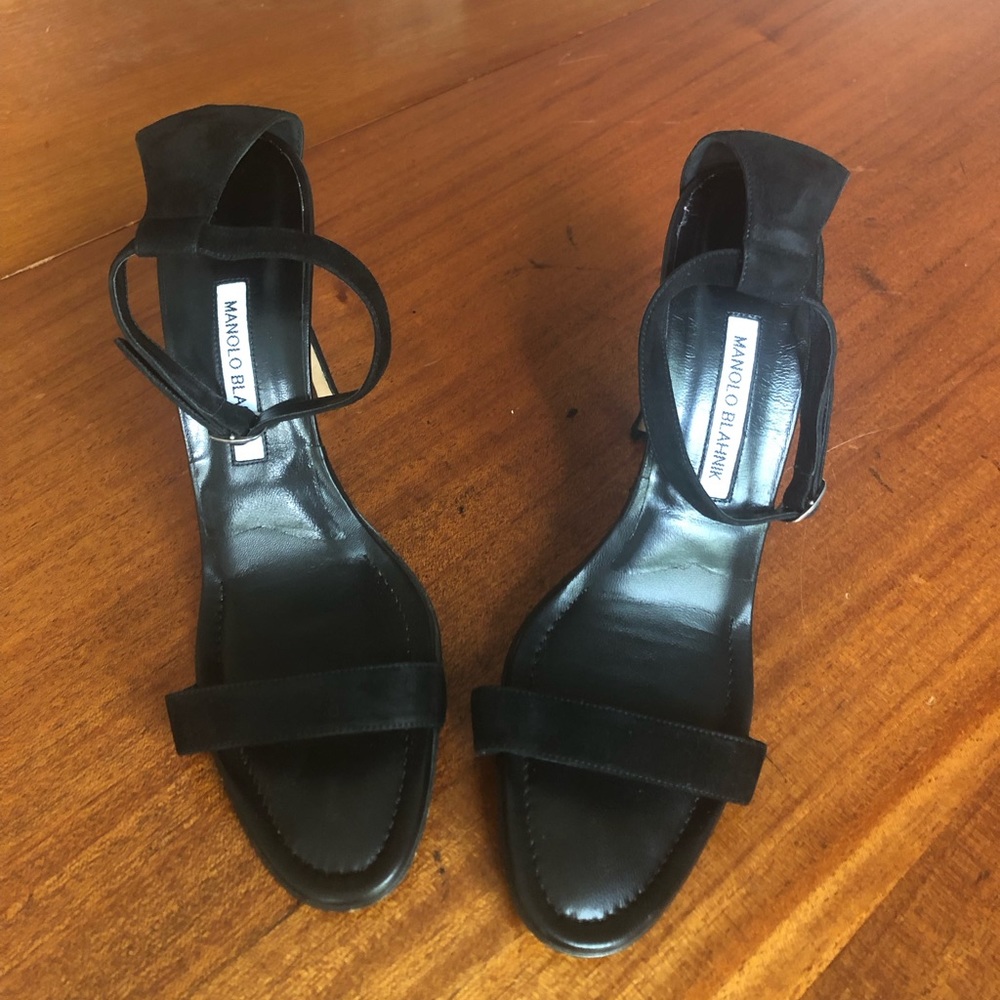 Manolo Blahnik Chaos Suede Sandals Strap Heels